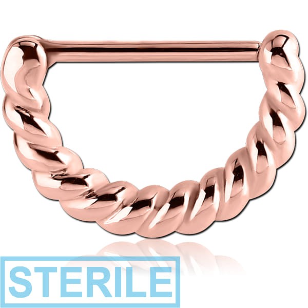 STERILE ROSE GOLD PVD COATED SURGICAL STEEL NIPPLE CLICKER - ROPE