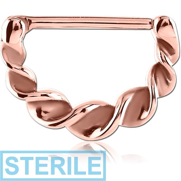 STERILE ROSE GOLD PVD COATED SURGICAL STEEL NIPPLE CLICKER - TWIST