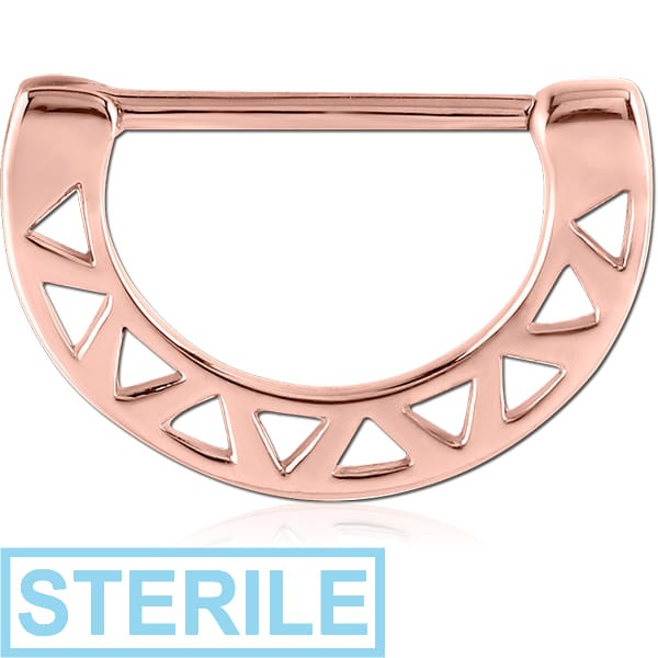STERILE ROSE GOLD PVD COATED SURGICAL STEEL NIPPLE CLICKER - SMALL TRIANGLES