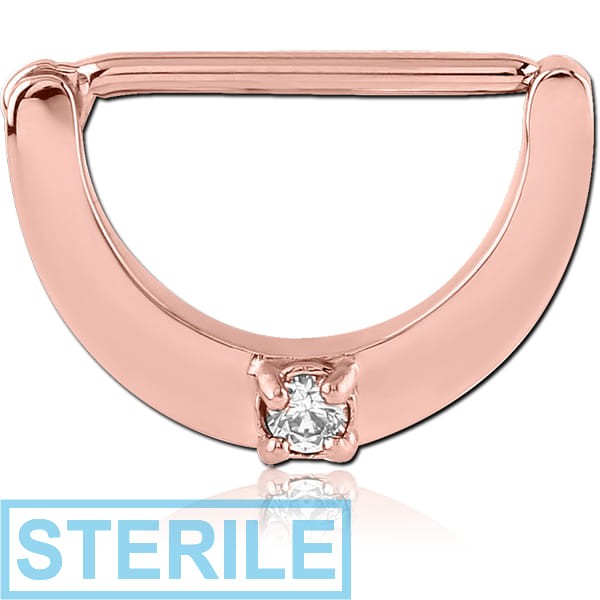 STERILE ROSE GOLD PVD COATED SURGICAL STEEL JEWELLED NIPPLE CLICKER