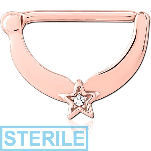 STERILE ROSE GOLD PVD COATED SURGICAL STEEL JEWELLED NIPPLE CLICKER