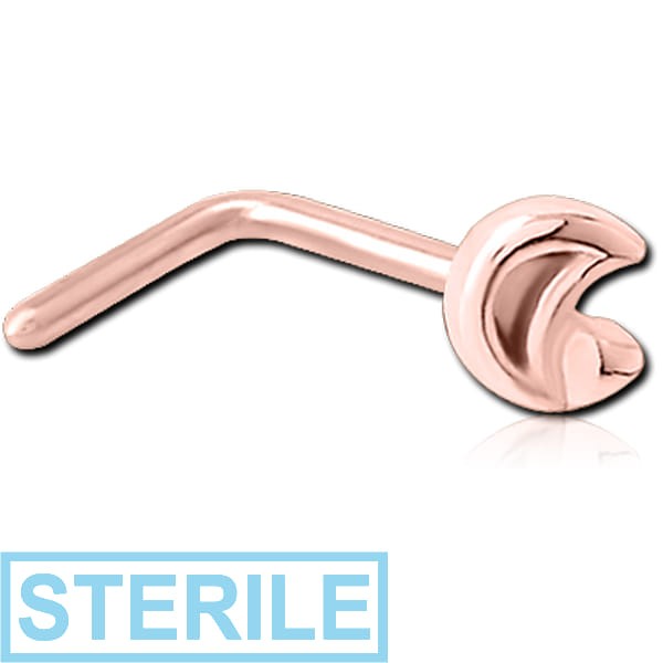 STERILE ROSE GOLD PVD COATED SURGICAL STEEL 90 DEGREE NOSE STUD