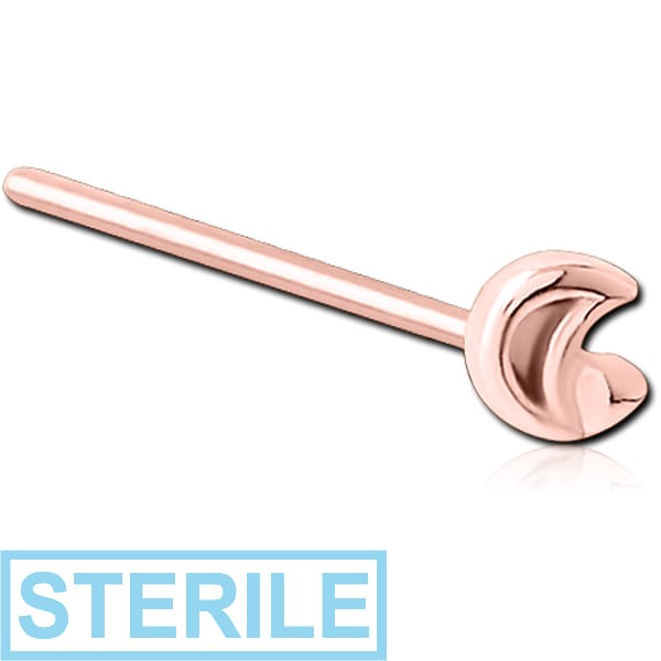 STERILE ROSE GOLD PVD COATED SURGICAL STEEL STRAIGHT NOSE STUD
