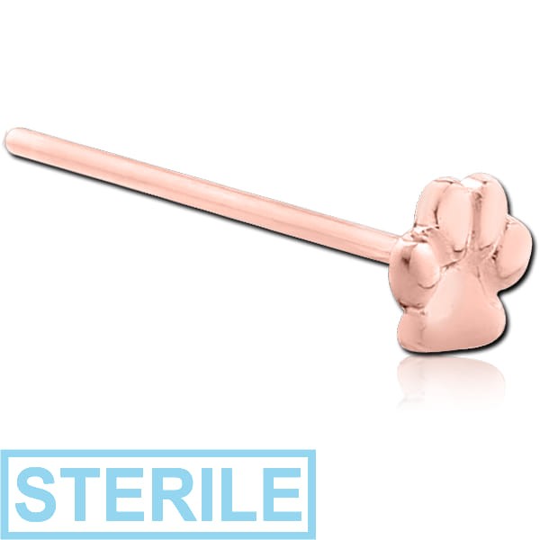 STERILE ROSE GOLD PVD COATED SURGICAL STEEL STRAIGHT NOSE STUD - PAW
