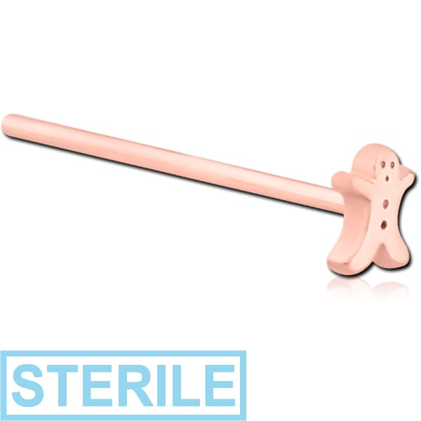 STERILE ROSE GOLD PVD COATED SURGICAL STEEL STRAIGHT NOSE STUD