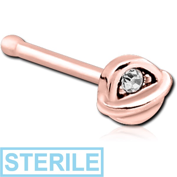 STERILE ROSE GOLD PVD COATED SURGICAL STEEL JEWELLED NOSE BONE