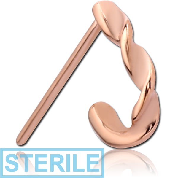 STERILE ROSE GOLD PVD COATED SURGICAL STEEL STRAIGHT WRAP AROUND NOSE STUD