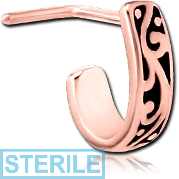 STERILE ROSE GOLD PVD COATED SURGICAL STEEL 90 DEGREE WRAP AROUND NOSE STUD - FILIGREE