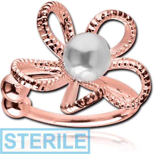 STERILE ROSE GOLD PVD COATED SURGICAL STEEL JEWELLED FAKE NOSE RING