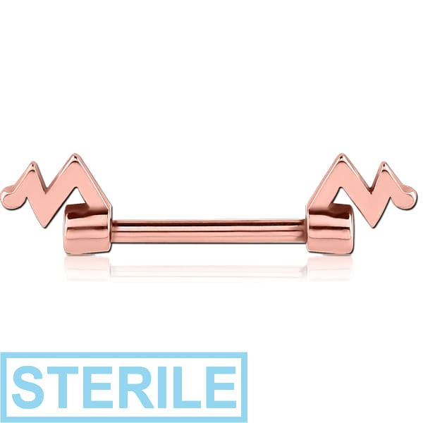 STERILE ROSE GOLD PVD COATED SURGICAL STEEL NIPPLE BAR - PULSE