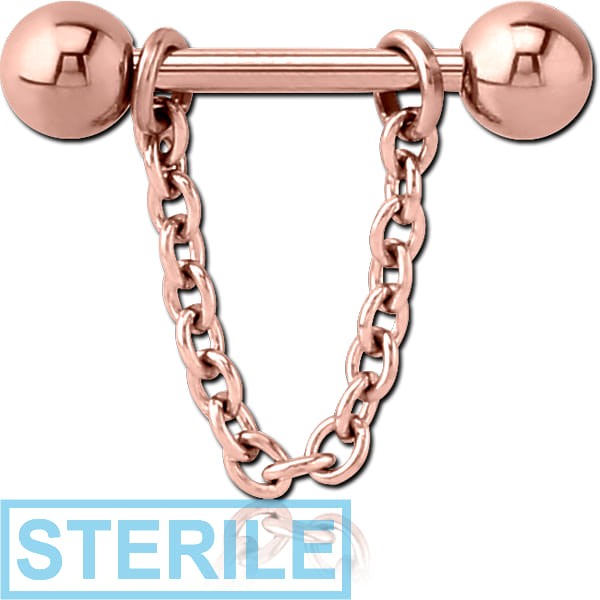 STERILE ROSE GOLD PVD COATED SURGICAL STEEL CHAIN NIPPLE SHIELD