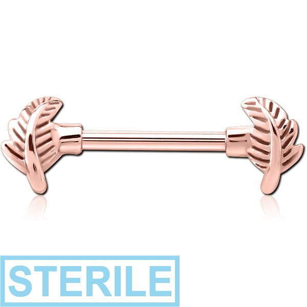 STERILE ROSE GOLD PVD COATED SURGICAL STEEL NIPPLE BAR