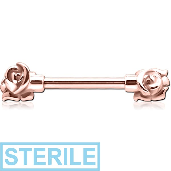 STERILE ROSE GOLD PVD COATED SURGICAL STEEL NIPPLE BAR