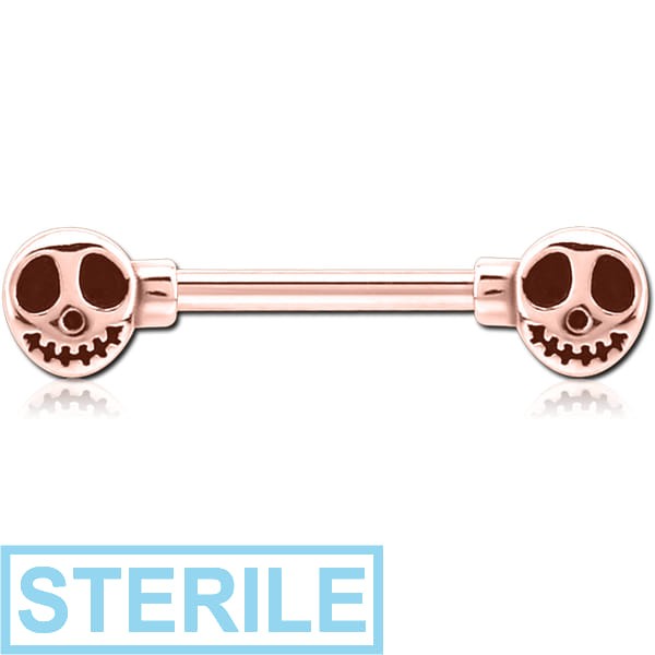 STERILE ROSE GOLD PVD COATED SURGICAL STEEL NIPPLE BAR - GHOST