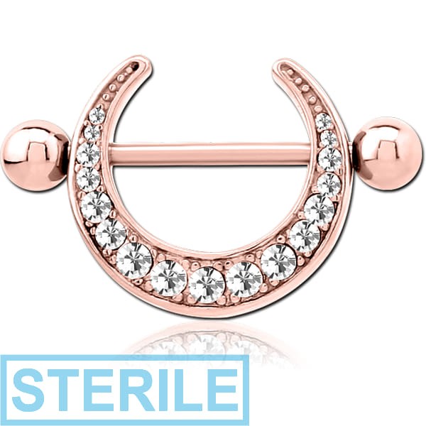 STERILE ROSE GOLD PVD COATED SURGICAL STEEL JEWELLED NIPPLE SHIELD
