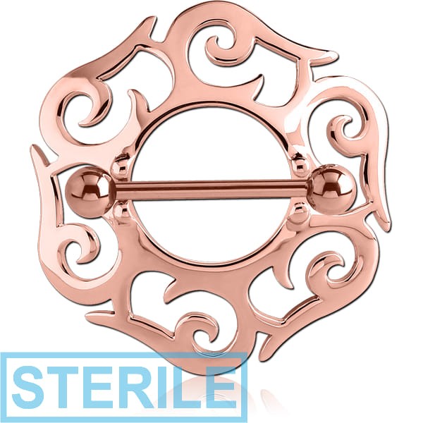 STERILE ROSE GOLD PVD COATED SURGICAL STEEL NIPPLE SHIELD (15 MM)