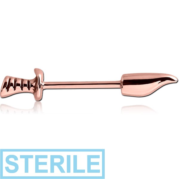 STERILE ROSE GOLD PVD COATED SURGICAL STEEL NIPPLE BAR - KNIFE