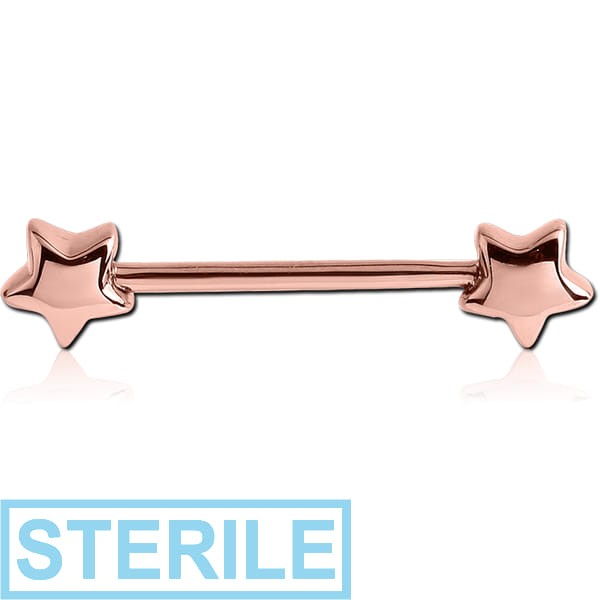 STERILE ROSE GOLD PVD COATED SURGICAL STEEL NIPPLE BAR - STARS