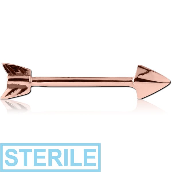 STERILE ROSE GOLD PVD COATED SURGICAL STEEL NIPPLE BAR - ARROW