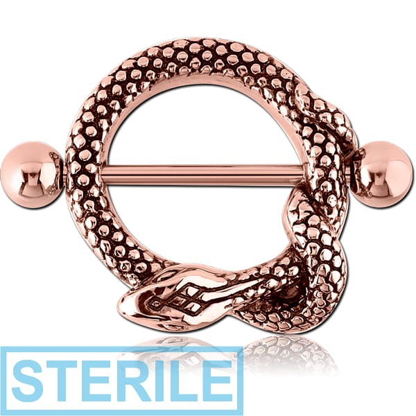 STERILE ROSE GOLD PVD COATED SURGICAL STEEL NIPPLE SHIELD - SNAKE