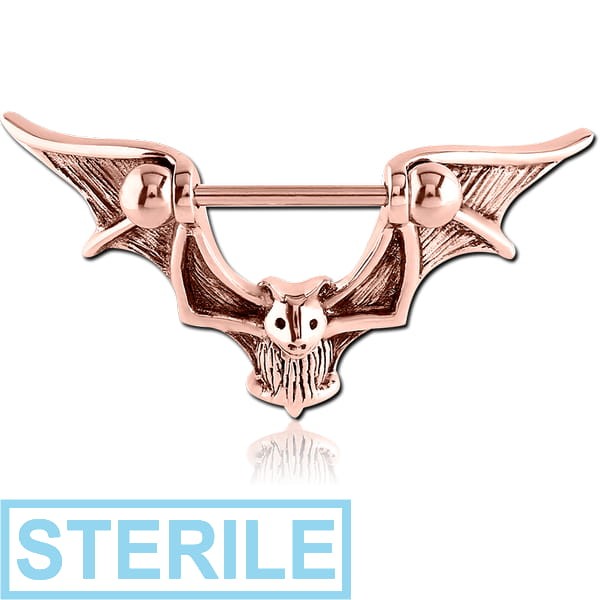 STERILE ROSE GOLD PVD COATED SURGICAL STEEL NIPPLE SHIELD - BAT