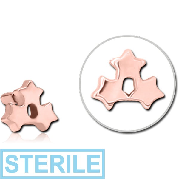 STERILE ROSE GOLD PVD COATED SURGICAL STEEL PUSH FIT ATTACHMENT FOR BIOFLEX INTERNAL LABRET - TRIPLE STAR