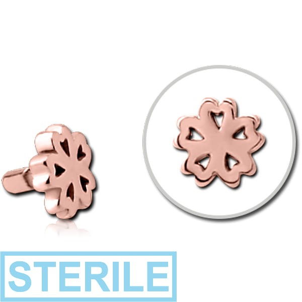 STERILE ROSE GOLD PVD COATED SURGICAL STEEL PUSH FIT ATTACHMENT FOR BIOFLEX INTERNAL LABRET - CLOVER