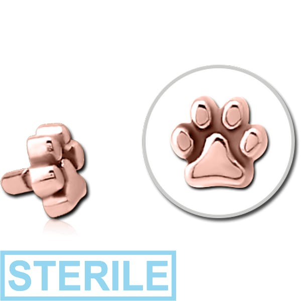 STERILE ROSE GOLD PVD COATED SURGICAL STEEL PUSH FIT ATTACHMENT FOR BIOFLEX INTERNAL LABRET - PLAIN ANIMAL PAW