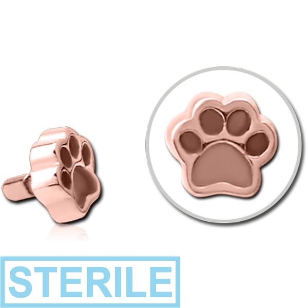 STERILE ROSE GOLD PVD COATED SURGICAL STEEL PUSH FIT ATTACHMENT FOR BIOFLEX INTERNAL LABRET - ANIMAL PAW INDENT