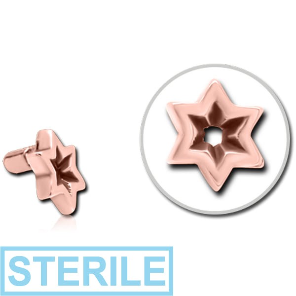 STERILE ROSE GOLD PVD COATED SURGICAL STEEL PUSH FIT ATTACHMENT FOR BIOFLEX INTERNAL LABRET - STAR INDENT