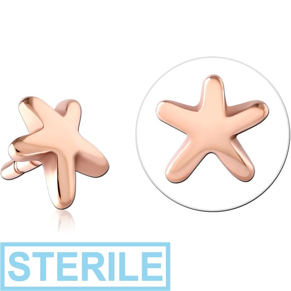 STERILE ROSE GOLD PVD COATED SURGICAL STEEL PUSH FIT ATTACHMENT FOR BIOFLEX INTERNAL LABRET - STARFISH