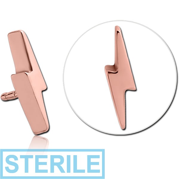STERILE ROSE GOLD PVD COATED SURGICAL STEEL PUSH FIT ATTACHMENT FOR BIOFLEX INTERNAL LABRET - LIGHTNING