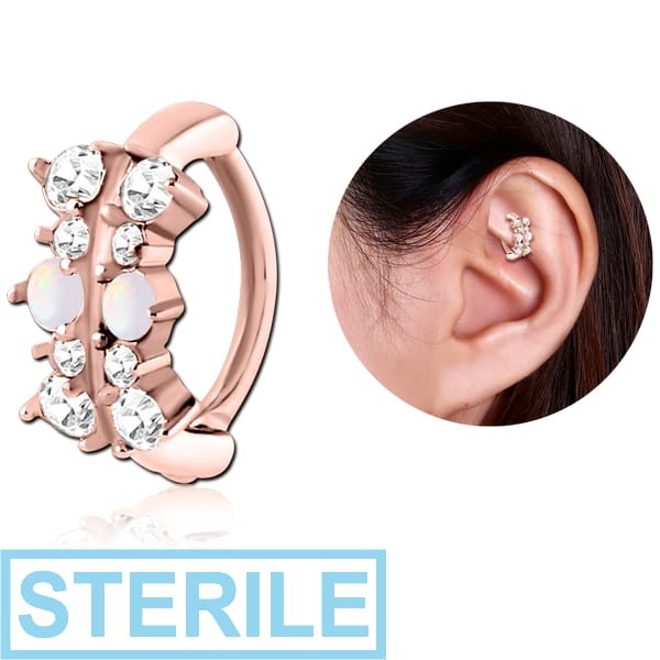STERILE ROSE GOLD PVD COATED SURGICAL STEEL JEWELLED ROOK CLICKER - FILIGREE
