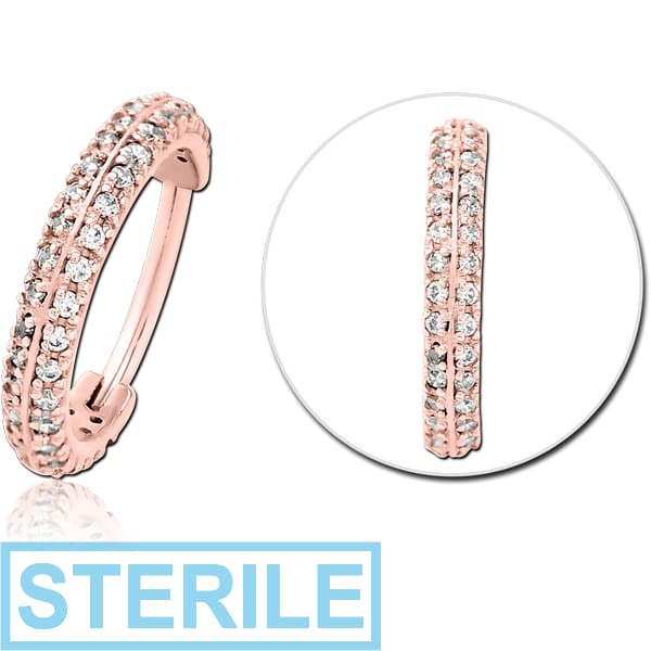 STERILE ROSE GOLD PVD COATED SURGICAL STEEL JEWELLED MULTI PURPOSE CLICKER