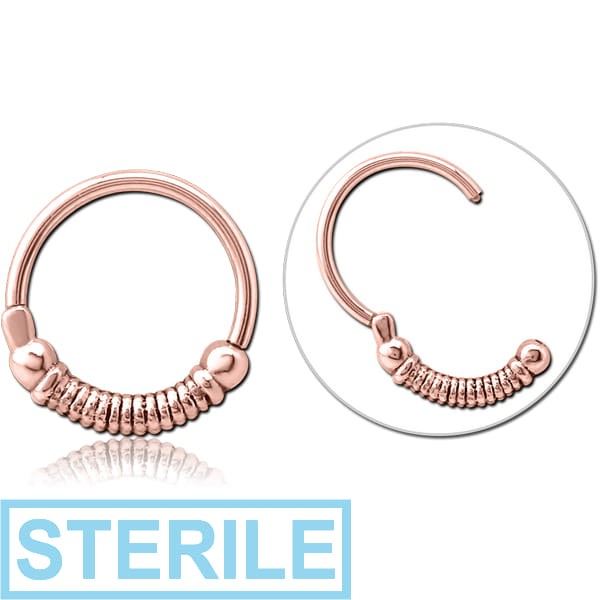 STERILE ROSE GOLD PVD COATED SURGICAL STEEL HINGED CLICKER - ROPE