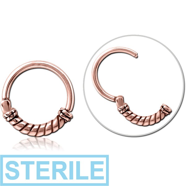 STERILE ROSE GOLD PVD COATED SURGICAL STEEL HINGED CLICKER - BIG ROPE