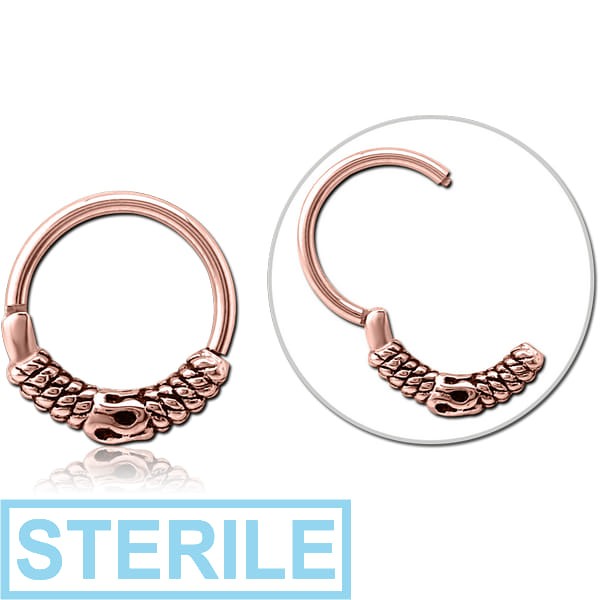 STERILE ROSE GOLD PVD COATED SURGICAL STEEL HINGED CLICKER - BALI AND ROPE