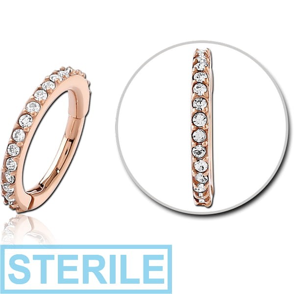STERILE ROSE GOLD PVD COATED SURGICAL STEEL JEWELLED MULTI PURPOSE CLICKER