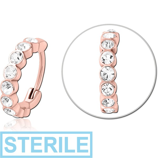 STERILE ROSE GOLD PVD COATED SURGICAL STEEL JEWELLED MULTI PURPOSE CLICKER