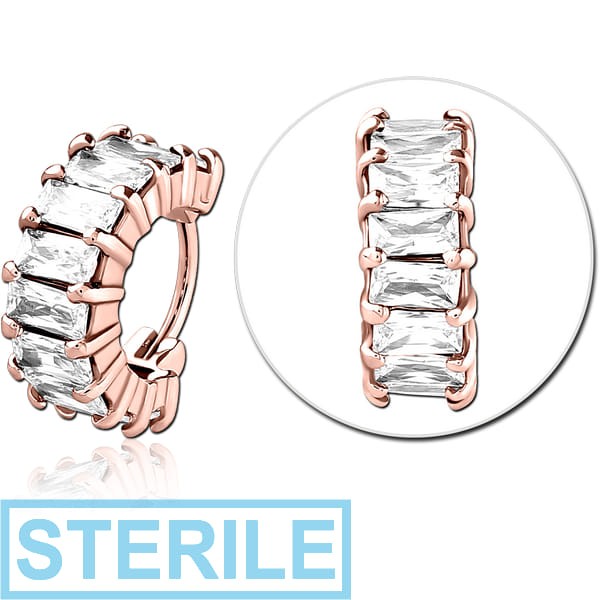 STERILE ROSE GOLD PVD COATED SURGICAL STEEL JEWELLED MULTI PURPOSE CLICKER