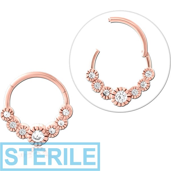 STERILE ROSE GOLD PVD COATED SURGICAL STEEL JEWELLED MULTI PURPOSE CLICKER