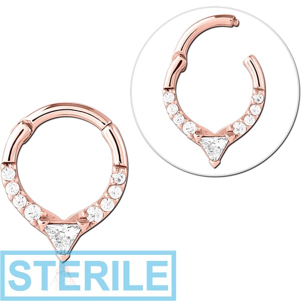 STERILE ROSE GOLD PVD COATED SURGICAL STEEL JEWELLED MULTI PURPOSE CLICKER