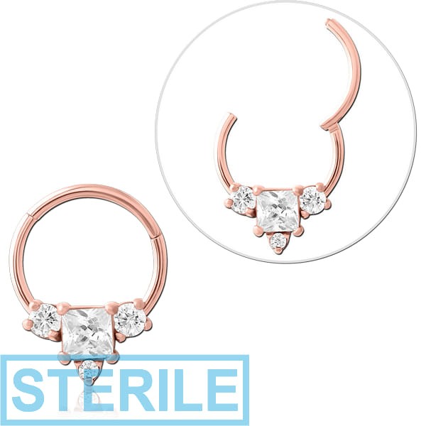 STERILE ROSE GOLD PVD COATED SURGICAL STEEL JEWELLED MULTI PURPOSE CLICKER