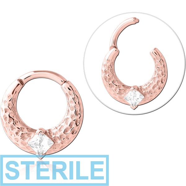 STERILE ROSE GOLD PVD COATED SURGICAL STEEL JEWELLED MULTI PURPOSE CLICKER