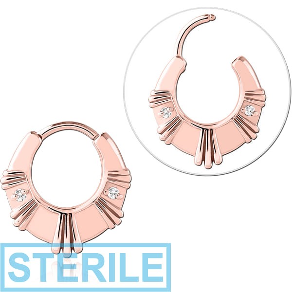 STERILE ROSE GOLD PVD COATED SURGICAL STEEL JEWELLED MULTI PURPOSE CLICKER