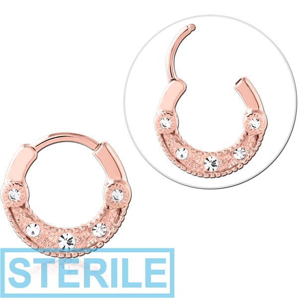 STERILE ROSE GOLD PVD COATED SURGICAL STEEL JEWELLED MULTI PURPOSE CLICKER