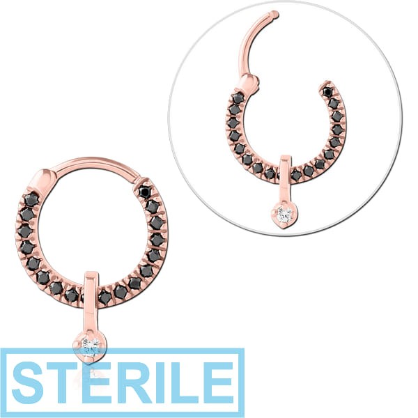 STERILE ROSE GOLD PVD COATED SURGICAL STEEL JEWELLED MULTI PURPOSE CLICKER