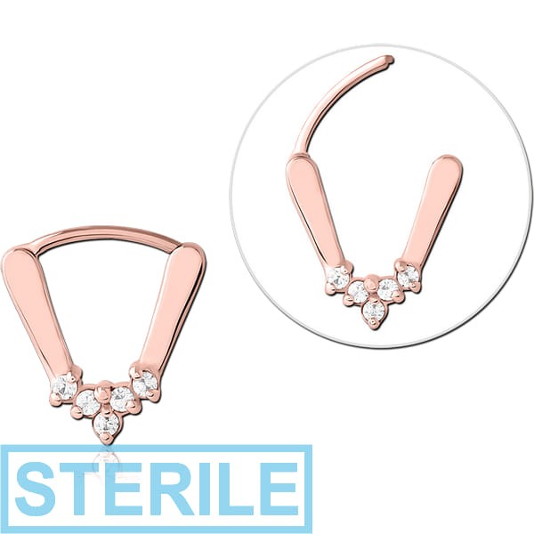 STERILE ROSE GOLD PVD COATED SURGICAL STEEL JEWELLED MULTI PURPOSE CLICKER