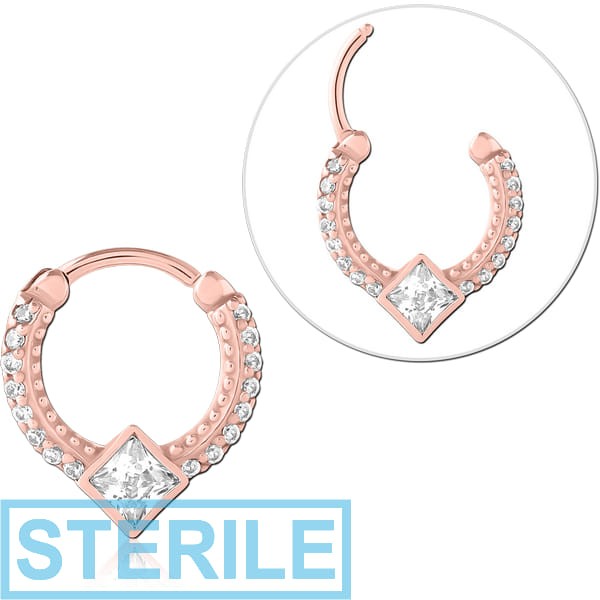 STERILE ROSE GOLD PVD COATED SURGICAL STEEL JEWELLED MULTI PURPOSE CLICKER