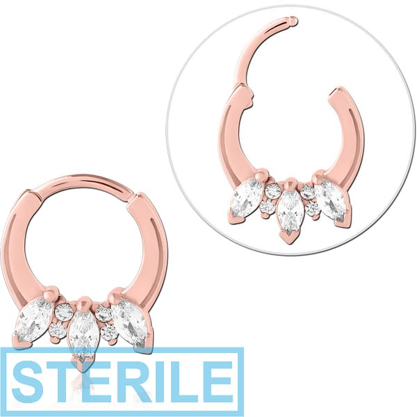 STERILE ROSE GOLD PVD COATED SURGICAL STEEL JEWELLED MULTI PURPOSE CLICKER